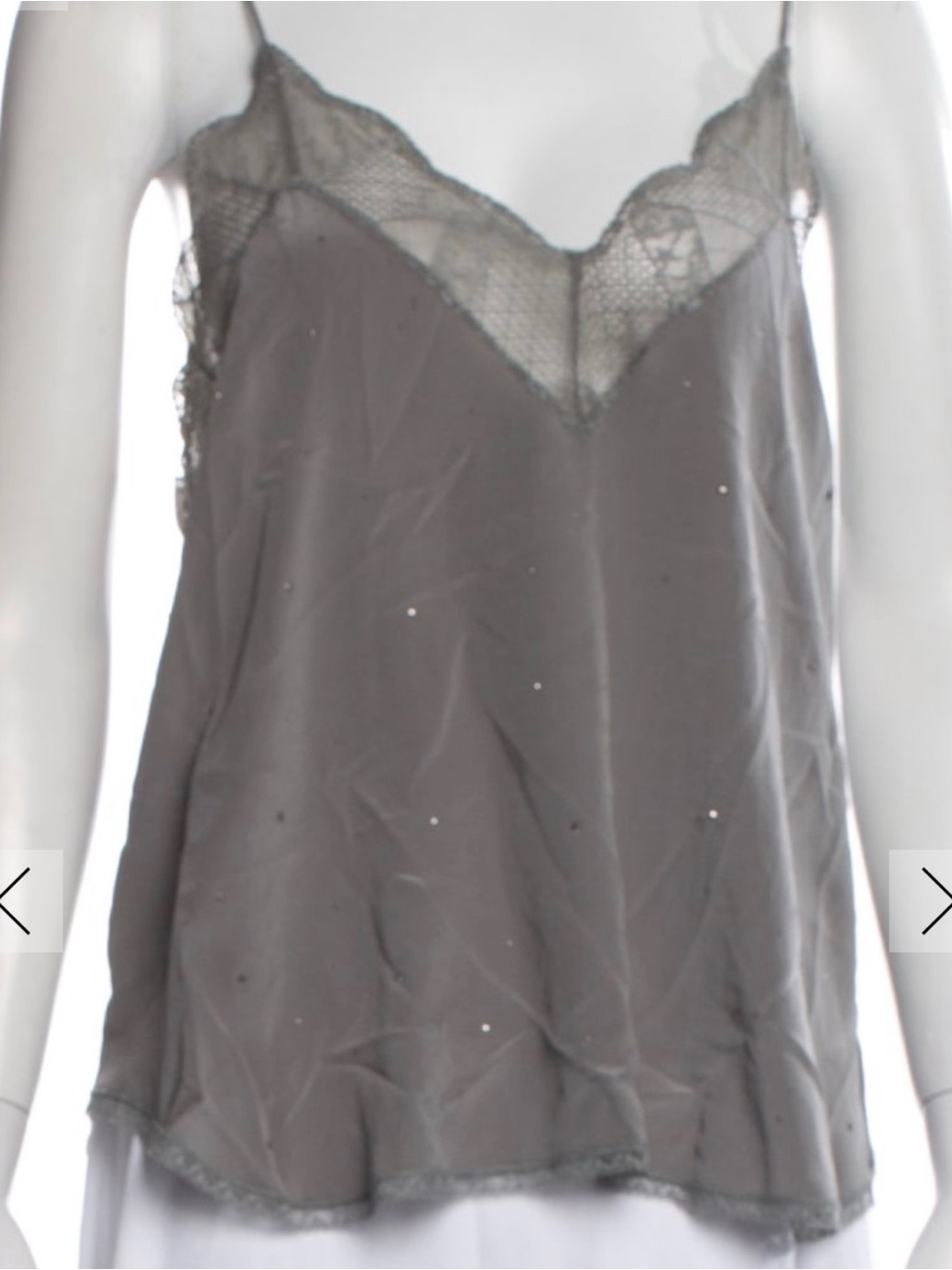Women’s Gray Lace-Trim Camisole Top with stones never worn
